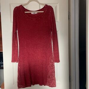 Waffle knit Long sleeve dress